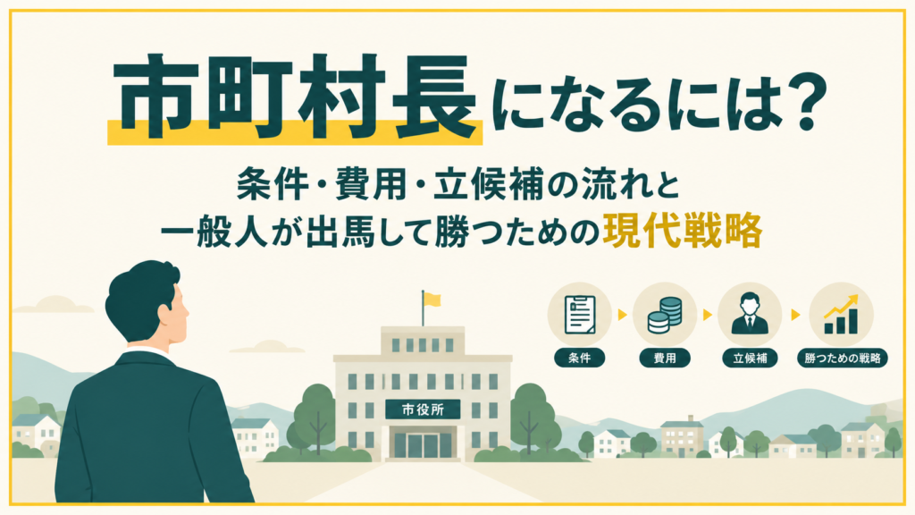 市町村長になるには？条件・費用・立候補の流れと一般人が出馬して勝つための現代戦略