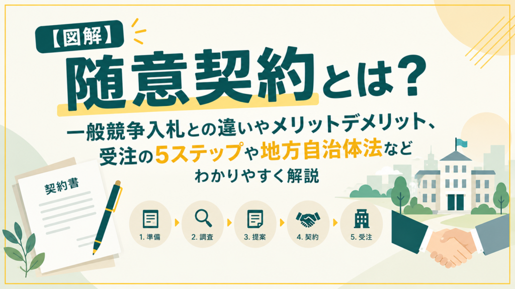 【図解】随意契約とは？一般競争入札との違いやメリットデメリット、受注の5ステップや地方自治体法などわかりやすく解説